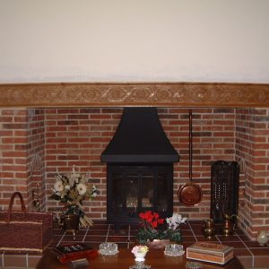Beam above fireplace in private residence - oak