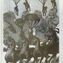 Horses, Parachutes and whistling Boys - pencil drawing