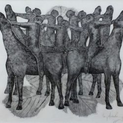 Horses and Riders - pencil drawing