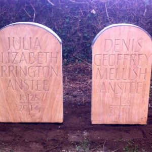 My parents' graves - carved in oak