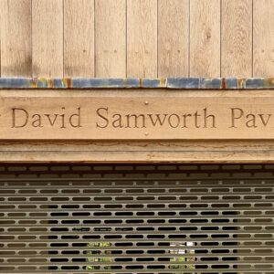 Cricket pavilion signage at Uppingham School