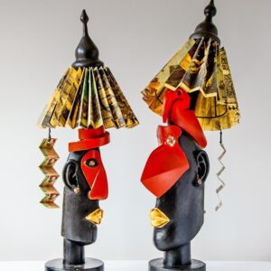 Would you like to come to my party? - painted and gilded oak with oiled paper.